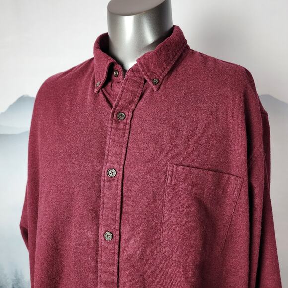 Land's End Big Casual Button Down Maroon Cotton Shirt | Men's XXL/T - Picture 2 of 15